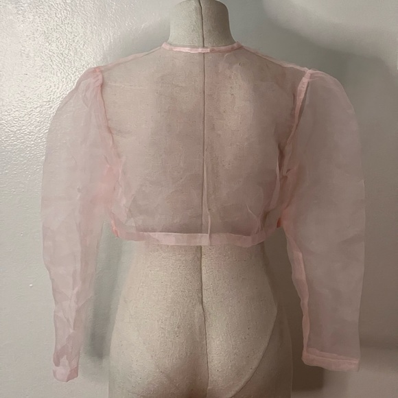Pink Organza Cropped Topper Jacket - Picture 2 of 5